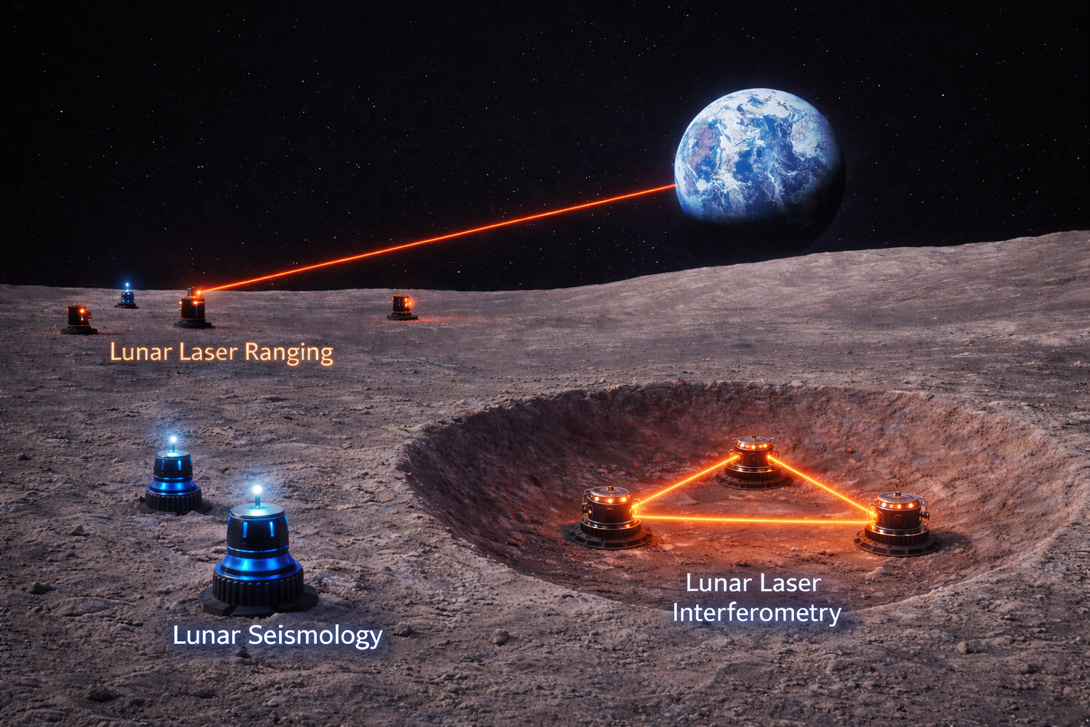 Conceptual illustration of the Lunar GW instrument (generated by ChatGPT)
